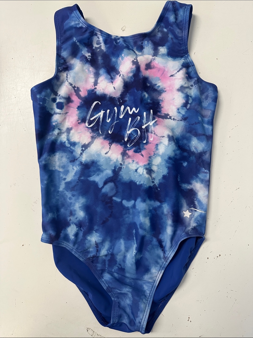 Destira Gym BFF Tie-Dye Blue & Pink Heart Leotard Child Large